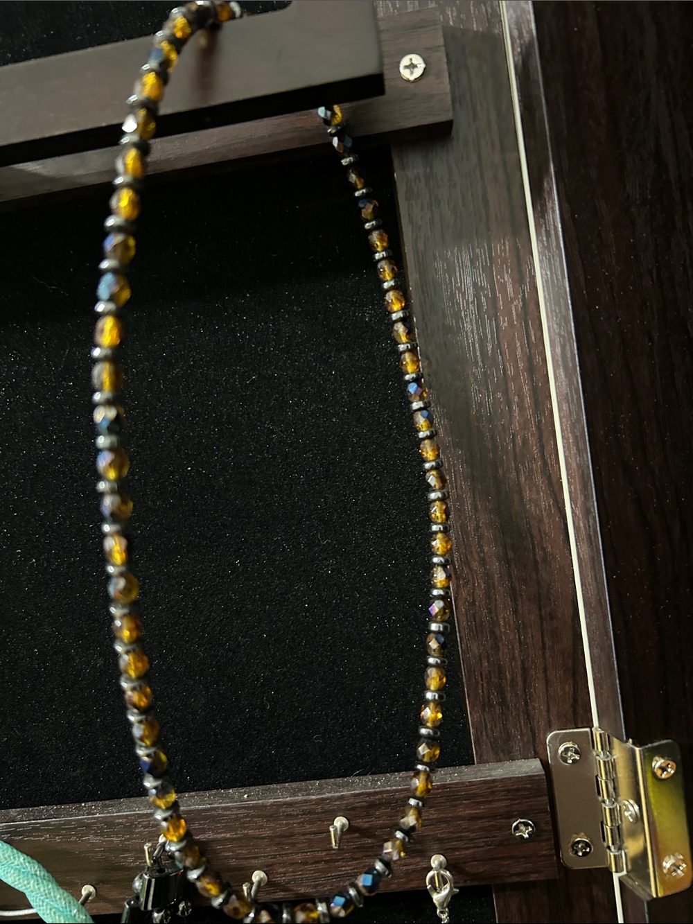 Black and Gold Faceted Bead Necklace